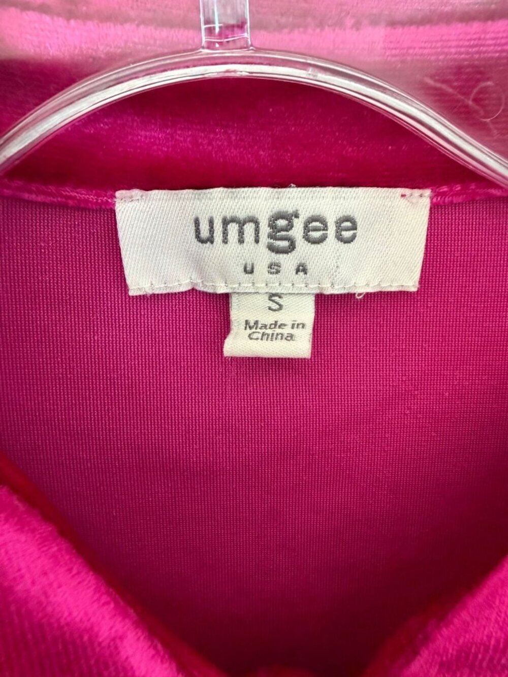 UMGEE Long Sleeve Button Front Tiered Pink Velour Mini Dress Women's Size S - Picture 3 of 10